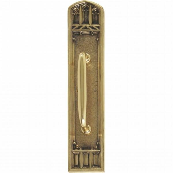 Brass Accents Oxford Pull Plate with Colonial Revival Pull, Highlighted Brass Finish - 3.38 x 18 in. A04-P5841-RV7-610